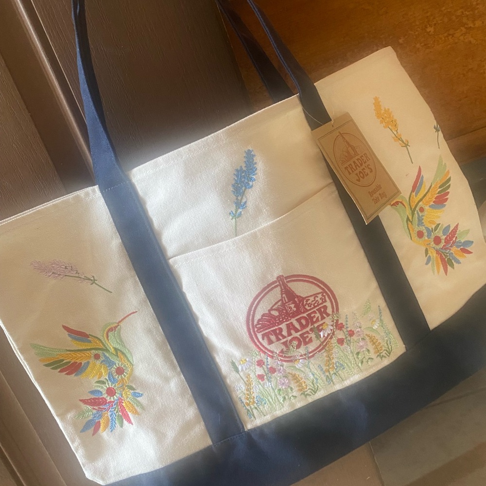 NWT Trader Joe’s canvas tote with embroidery - Picture 7 of 17